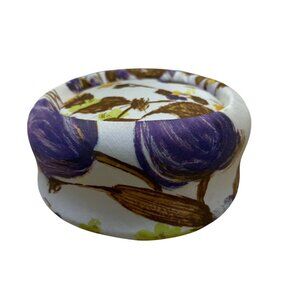 Frank Galloff Womens Floral Satin Hat Purple & Yellow Vintage Elegant Design